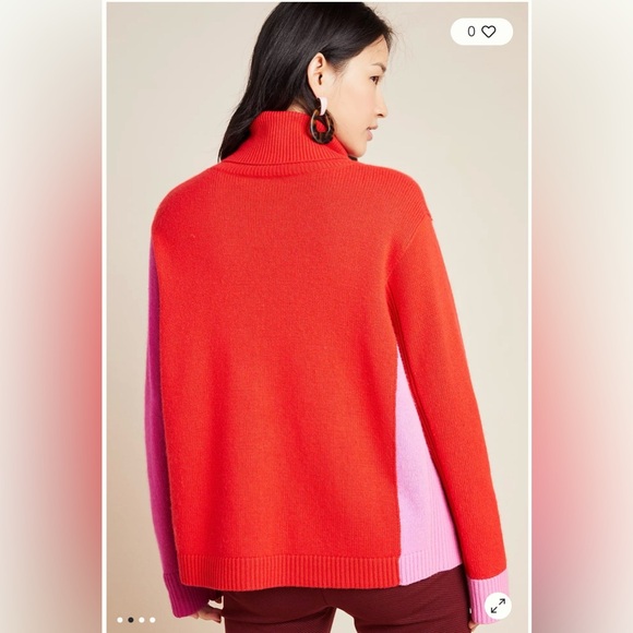 Diane von Furstenberg ColorBlock Cashmere Wool Turtleneck Sweater Anthropologie - Picture 8 of 12